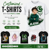 Customized 14 August & Birthday T-Shirt – Personalized Photo & Name