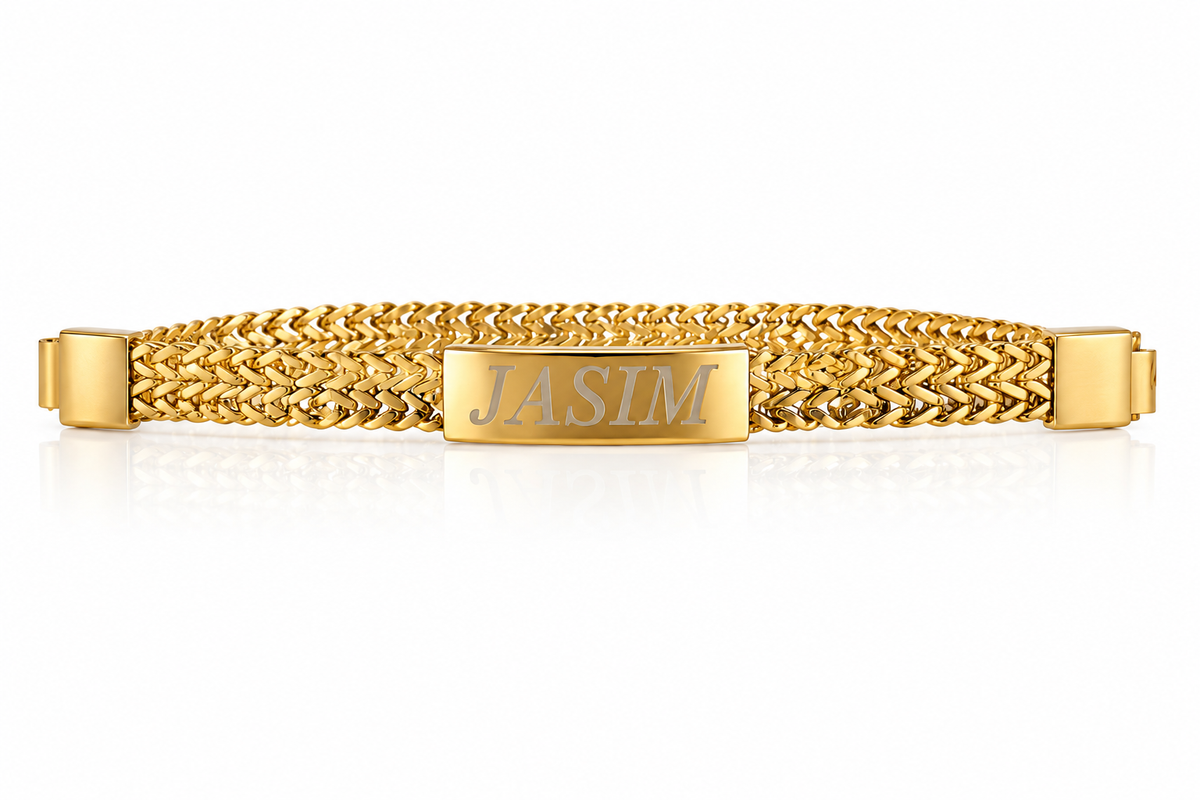Personalized Gold Name Bracelet – Custom Engraved ID Bracelet
