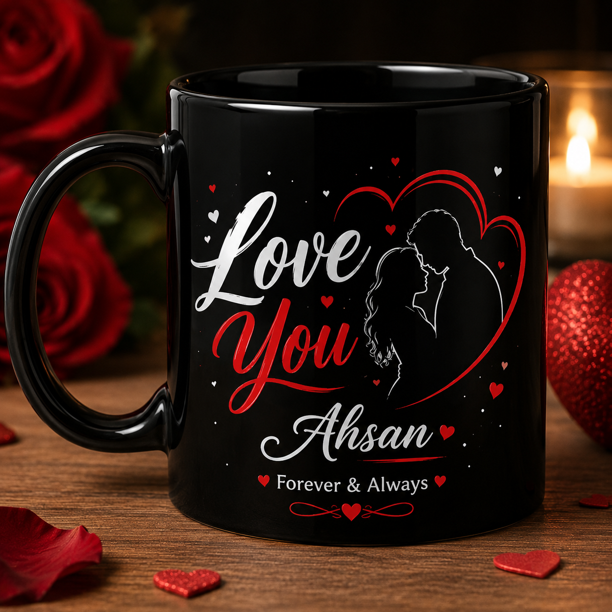 Customized Black Photo Mug – Personalized Name & Photo Coffee Cup