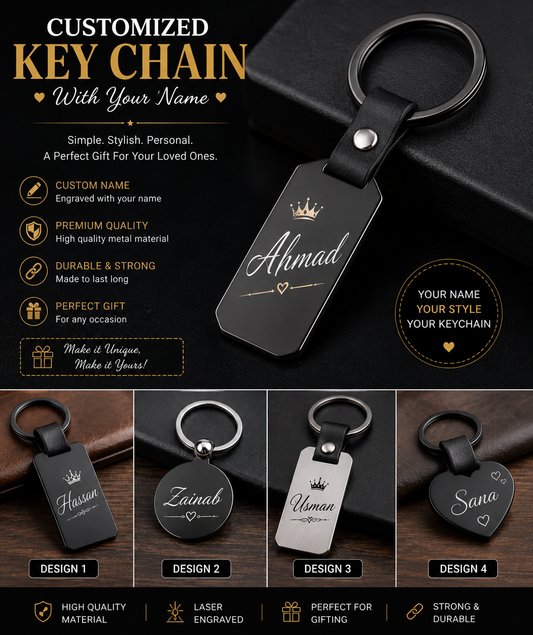 Customized Name Keychain – Personalized Metal Key Ring Gift