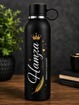 Customized Black Water Bottle with Name – Personalized Stainless Steel Bottle