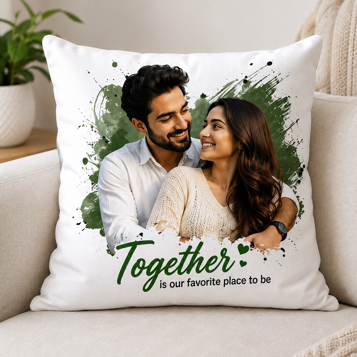 Customized Love You Photo Cushion – Personalized Couple Gift
